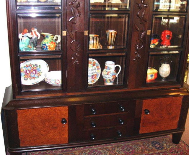 CZECH CUBISM / ART DECO BOOKCASE / CABINET c.1920