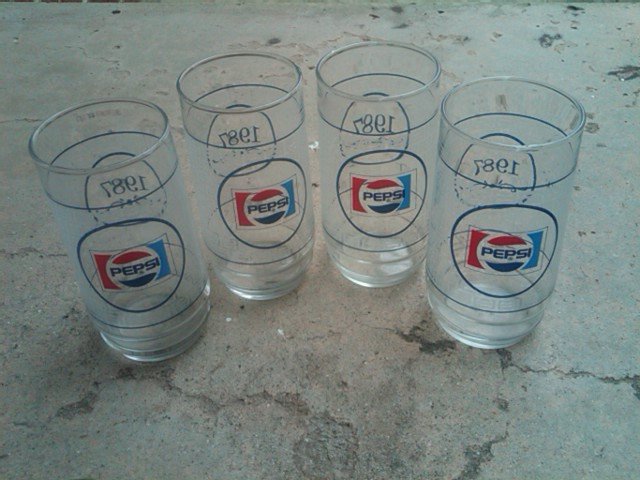 PEPSI COLA 1987 SOFT DRINK SODA POP TUMBLER GLASS RETRO KITCHEN BAR UTENSIL SET