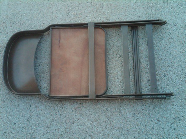CLARIN STEEL FOLDING CHAIR WOOD VENEER SEAT BOARD DEPRESSION ERA KITCHEN TABLE DESK FURNITURE
