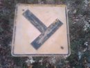 T HIGHWAY ROAD INTERSECTION WARNING SIGN WALL DOOR DECORATION PRESS STEEL LETTER STYLE DEPRESSION ERA ROADWAY FIXTURE
