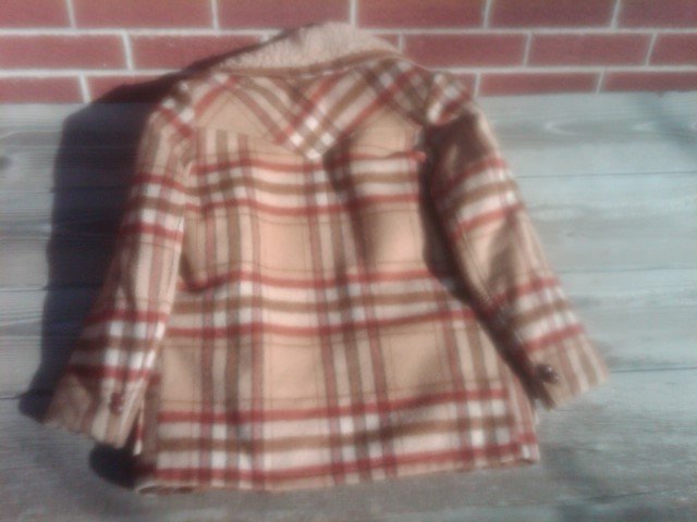 LEE WALD RETRO PLAID BUTTON STYLE JACKET CAMPUS TYPE WINTER COAT FAUX SHEEP SKIN