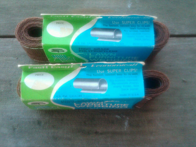 LAWN FURNITURE WEBBING POLYPROPYLENE STRAPPING RETRO CHAIR REPAIR TAPE NEW BEDFORD INDIANA CARDBOARD PACKAGING