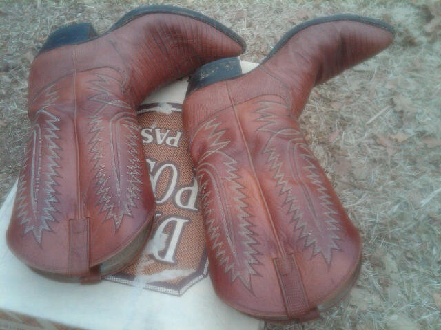 RETRO LEATHER REPTILE SKIN COWBOY BOOTS DAN POST EL PASO TEXAS ORIGINAL CARDBOARD BOX
