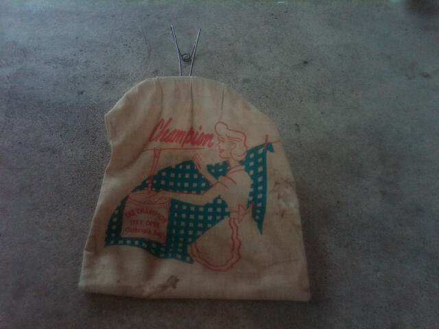 CHAMPION BRAND CLOTHESPIN STORAGE BAG COTTON SACK MINNEAPOLIS MINNESOTA ADVERTISING HOUSEHOLD UTENSIL