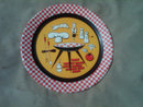 RETRO CHECKERBOARD BAR B Q PLATTER PAINTED TIN METAL FOOD SERVING TRAY DECORATIVE PLATE