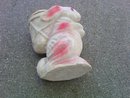 PAPER MACHE PINK WHITE RABBIT CANDY CONTAINER EASTER HOLIDAY DECORATION DECORATIVE ORNAMENT
