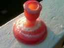 ORANGE WHITE SWIRL CANDLEHOLDER IMPERIAL GLASS END OF DAY GRAPE FRUIT PRESS PATTERN TABLEWARE