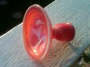 ORANGE WHITE SWIRL CANDLEHOLDER IMPERIAL GLASS END OF DAY GRAPE FRUIT PRESS PATTERN TABLEWARE