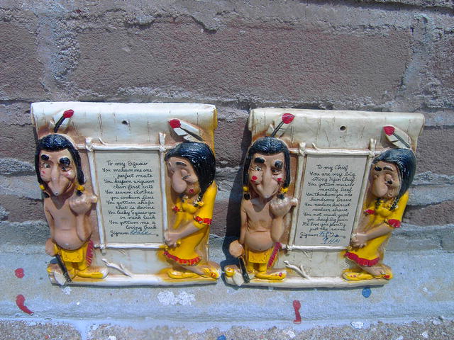 INDIAN CHIEF SQUAW WALL PLAQUE BURWOOD POEM NOVELTY DECORATION NATIVE AMERICAN CARTOON ORNAMENT