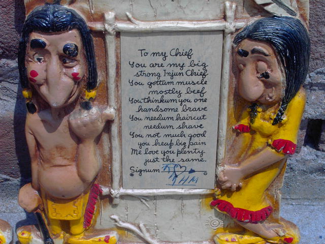 INDIAN CHIEF SQUAW WALL PLAQUE BURWOOD POEM NOVELTY DECORATION NATIVE AMERICAN CARTOON ORNAMENT