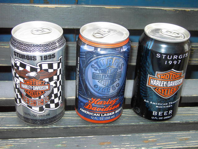 STURGIS RALLY SOUTH DAKOTA HARLEY DAVIDSON FULL BEER CANS 1995 1996 1997