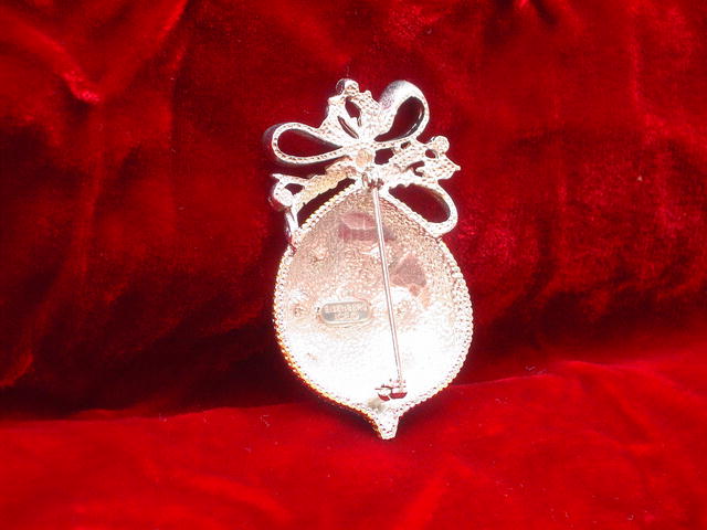 EISENBERG CHRISTMAS BALL RHINESTONE BULB ORNAMENT BROOCH LAPEL PIN
