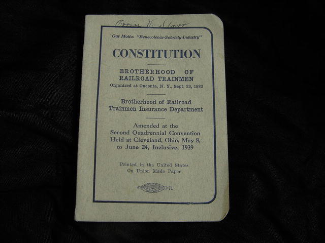 RAILROAD TRAINMEN CONSTITUTION BOOKLET