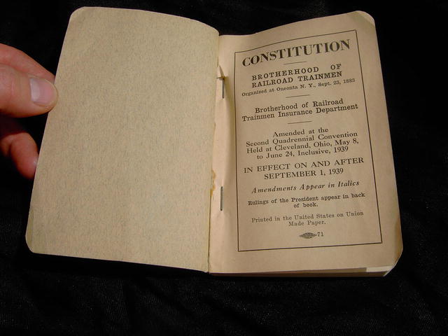 RAILROAD TRAINMEN CONSTITUTION BOOKLET