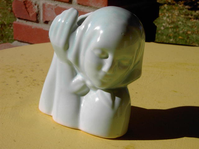 HULL LADY VASE BLUE POTTERY PLANTER