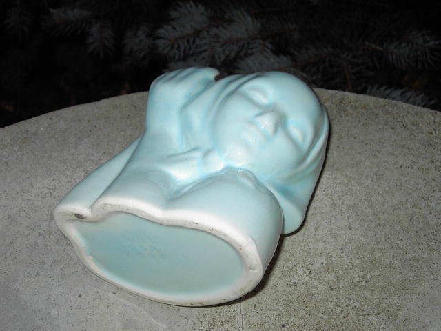 HULL LADY VASE BLUE POTTERY PLANTER