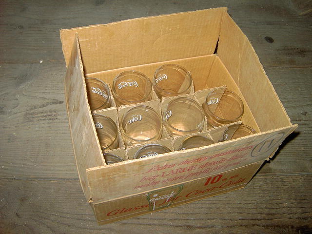 COKE FOUNTAIN GLASS COCA COLA BELL SHAPED TUMBLER SET ORIGINAL BOX