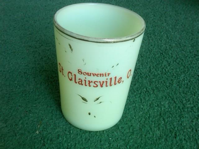 ST CLAIRSVILLE OHIO CUSTARD GLASS CUP SOUVENIR TUMBLER