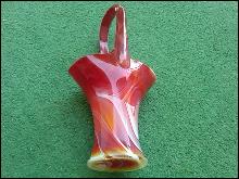 IMPERIAL END OF DAY COLORED GLASS BRIDES BASKET FLORAL FLOWER VASE KITCHEN TABLE CENTERPIECE