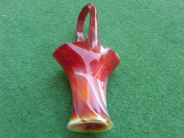 IMPERIAL END OF DAY COLORED GLASS BRIDES BASKET FLORAL FLOWER VASE KITCHEN TABLE CENTERPIECE