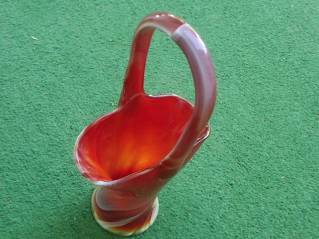 IMPERIAL END OF DAY COLORED GLASS BRIDES BASKET FLORAL FLOWER VASE KITCHEN TABLE CENTERPIECE