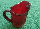 END OF THE DAY COLORED GLASS WATER PITCHER RED ORANGE SWIRL DUTCH WINDMILL PATTERN TANKARD IMPERIAL KITCHEN UTENSIL
