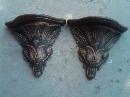 WALNUT WOOD WALL SCONCE FLORAL FLOWER FORM SHELF