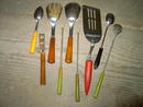 BAKELITE BAKING UTENSIL SPATULA COCKTAIL FORK KNIFE SHARPENER JERSEY CREAM PANCAKE FLOUR ADVERTISING