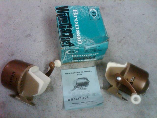 BRONSON FISH REEL RETRO FISHING ANGLING SPIN CASTING EQUIPMENT ORIGINAL BOX WILDCAT 804 MODEL MICHIGAN USA
