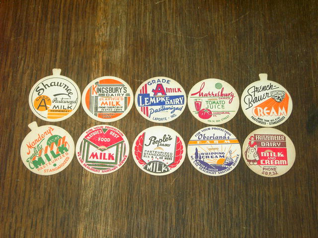 MILK CREAM TOMATO BOTTLE DAIRY CAP ADVERTISING JAR LID