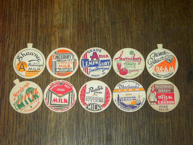 MILK CREAM TOMATO BOTTLE DAIRY CAP ADVERTISING JAR LID