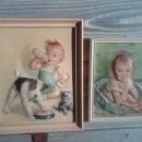 INFANT BABY ROOM PICTURE FRAMED PRINT TWO DIMENSIONAL STYLE RAISED SUBJECT BECKER SIGNED