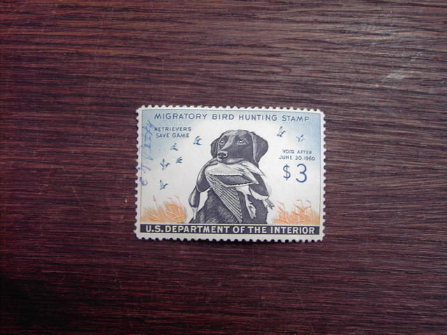 MIGRATORY BIRD DUCK HUNTING STAMP BLACK LABORADOR RETRIEVER 1959