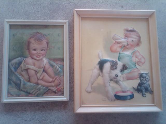 INFANT BABY ROOM PICTURE FRAMED PRINT TWO DIMENSIONAL STYLE RAISED SUBJECT BECKER SIGNED