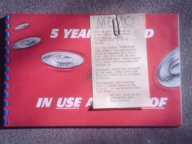 B F GOODRICH TUBELESS TIRE ADVERTISING BOOKLET AUTOMOBILE REPAIR SHOP CATALOG CAR GARAGE SALES PUBLICATION