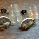 GLASS MEASURING CUP NUT CHOPPER FRUIT VEGETABLE CUTTER 1950'S PLUNGER STYLE KITCHEN FOOD PREPARATION UTENSIL