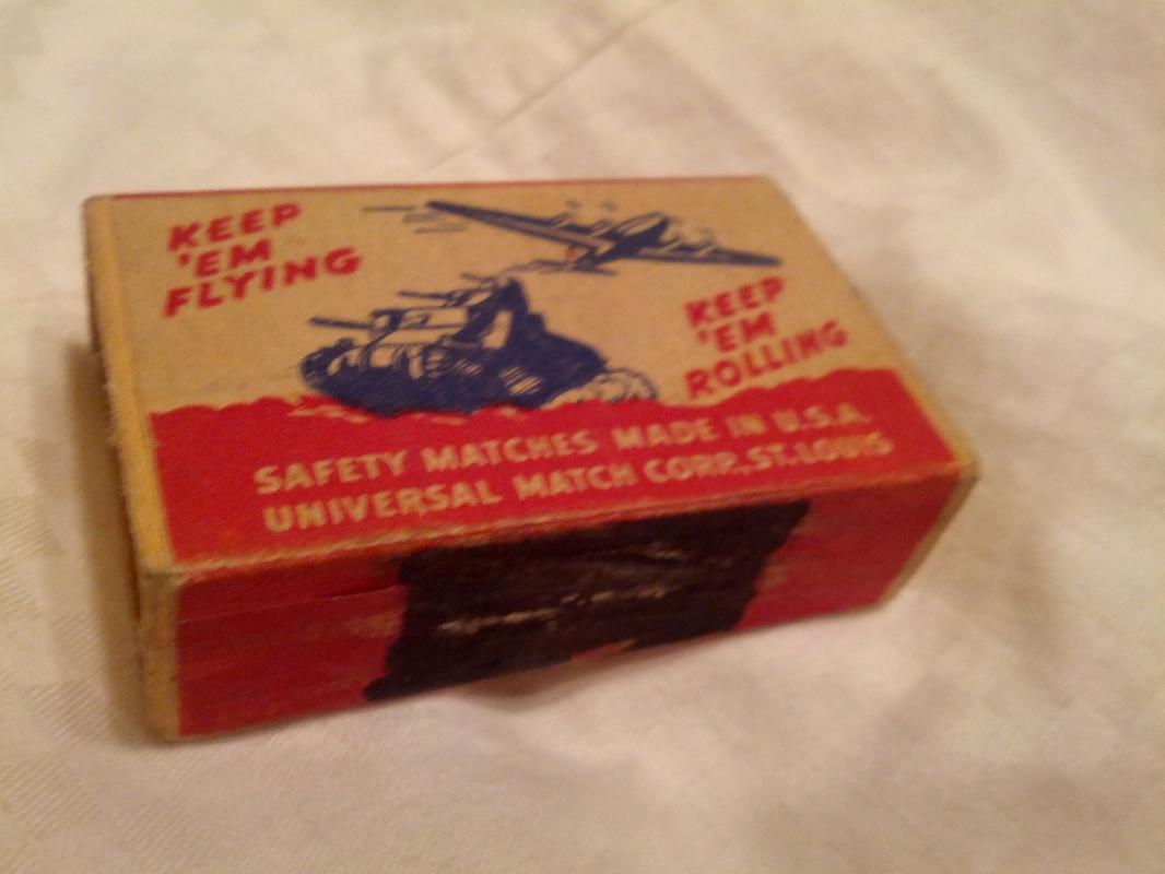 Universal Matchbox St Louis Missouri Cardboard Advertising Keep Em Rolling Flying United States Military Collectible World War Two Era Household Good