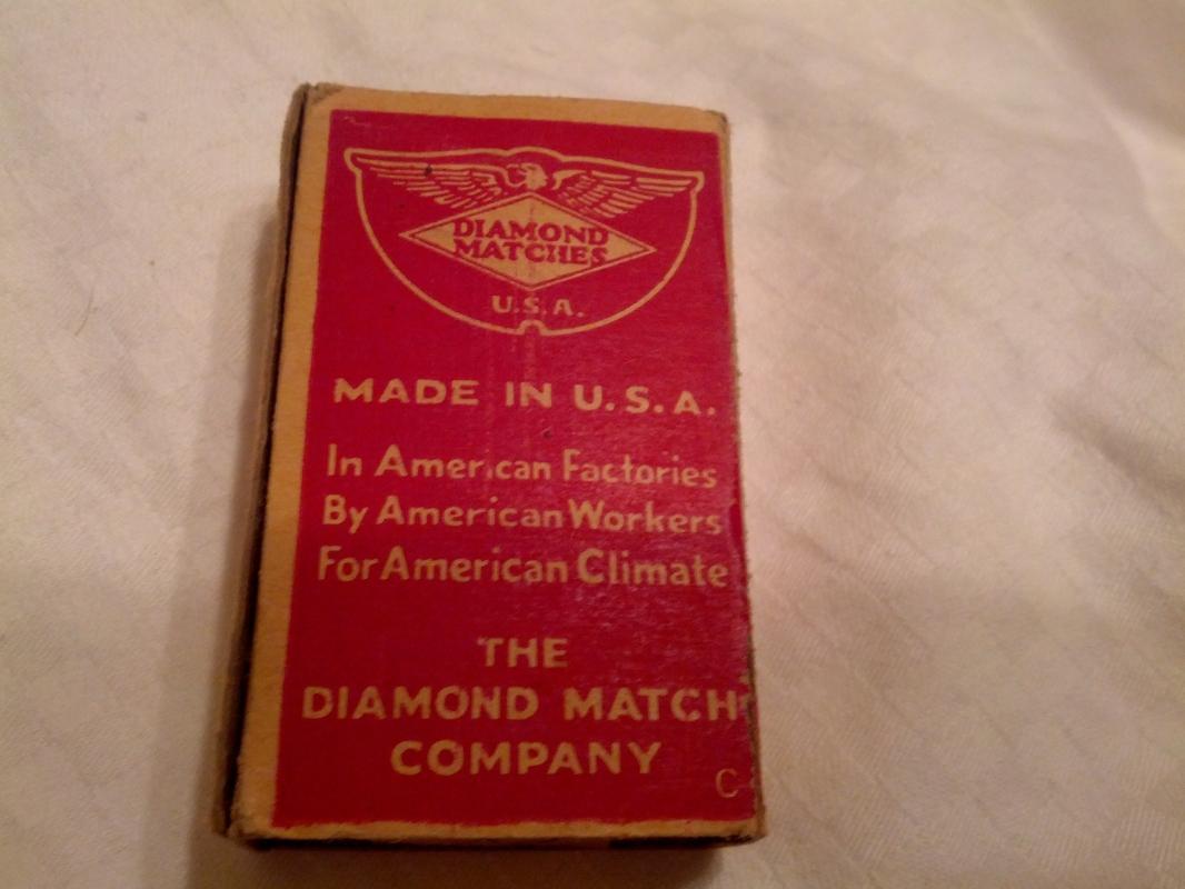Peerless Diamond Matches Cardboard Matchbox USA American Made Household Good