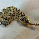 Eisenberg Peacock Bird Lapel Pin Colorful Rhinestone Gold Tone Black Enamel Brooch Fashion Costume Jewelry