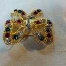 EISENBERG ICE CHRISTMAS BOW TIE LAPEL PIN COLORFUL RHINESTONE BROOCH