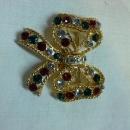EISENBERG ICE CHRISTMAS BOW TIE LAPEL PIN COLORFUL RHINESTONE BROOCH
