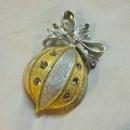 EISENBERG CHRISTMAS BALL RHINESTONE BULB ORNAMENT BROOCH LAPEL PIN