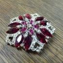 Eisenberg Ice Red Rhinestone Flower Form Brooch Pinwheel Style Lapel Jewelry Fashion Pin
