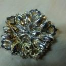 Eisenberg Ice Red Rhinestone Flower Form Brooch Pinwheel Style Lapel Jewelry Fashion Pin