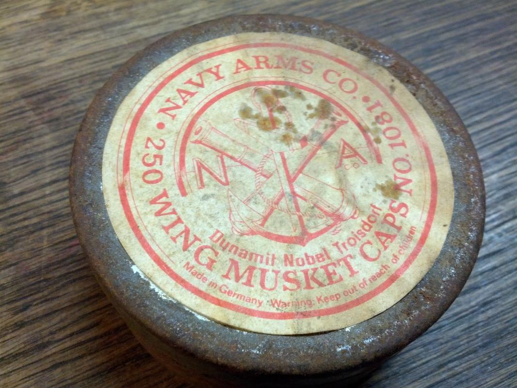 navy arms wing musket cap tin can dynamit nobel troisdorf germany german made cannister