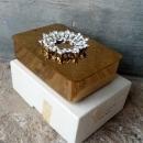 park sherman brass jewelry box rhinestone floral flower lid decoration 1950's dressing table ornament vanity decoration