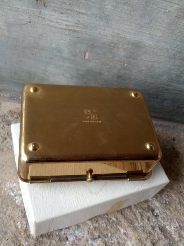 park sherman brass jewelry box rhinestone floral flower lid decoration 1950's dressing table ornament vanity decoration