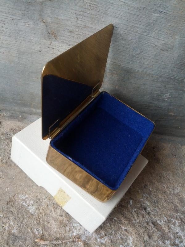 park sherman brass jewelry box rhinestone floral flower lid decoration 1950's dressing table ornament vanity decoration