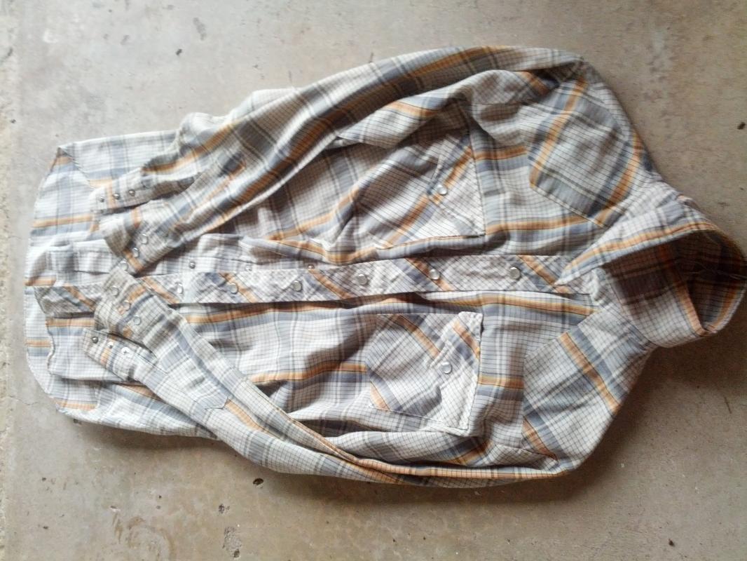 lee cowboy western wear long sleeve shirt gray orange yellow plaid pearl snap buttons american made garment