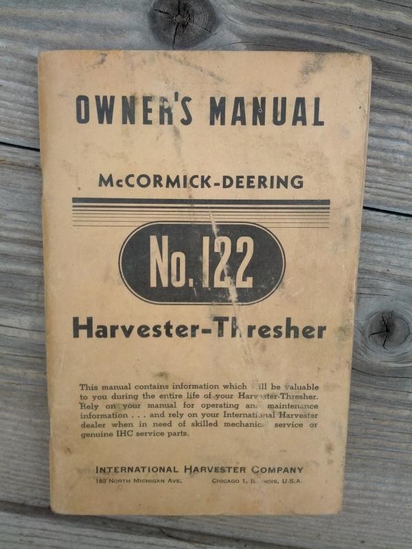 mccormick deering international harvester company chicago illinois owners manual number 122 thresher book parts list booklet farm ranch pamphlet